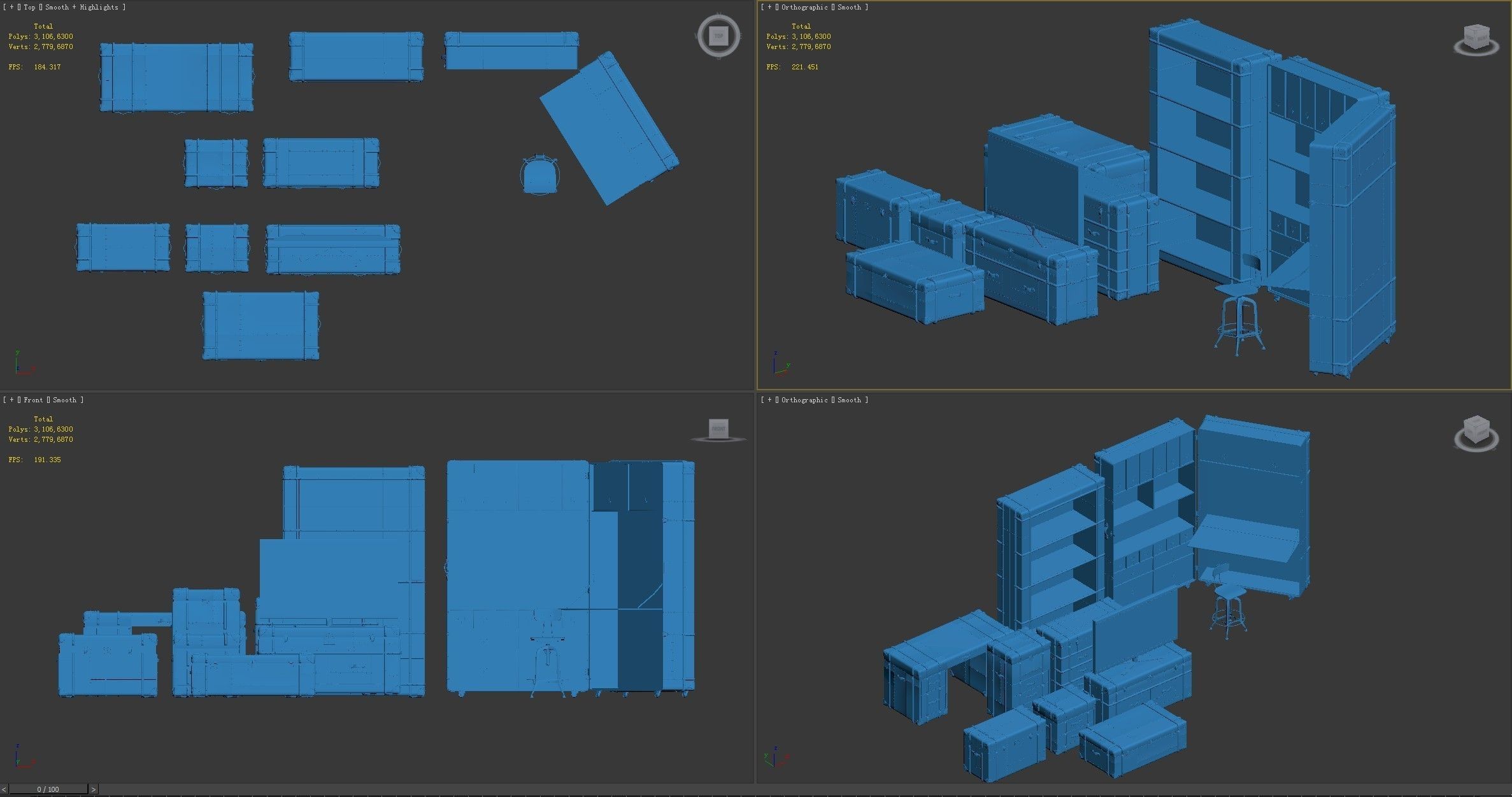 RICHARDS-TRUNK-METAL-Collection set of furniture in industria... 3D model_8