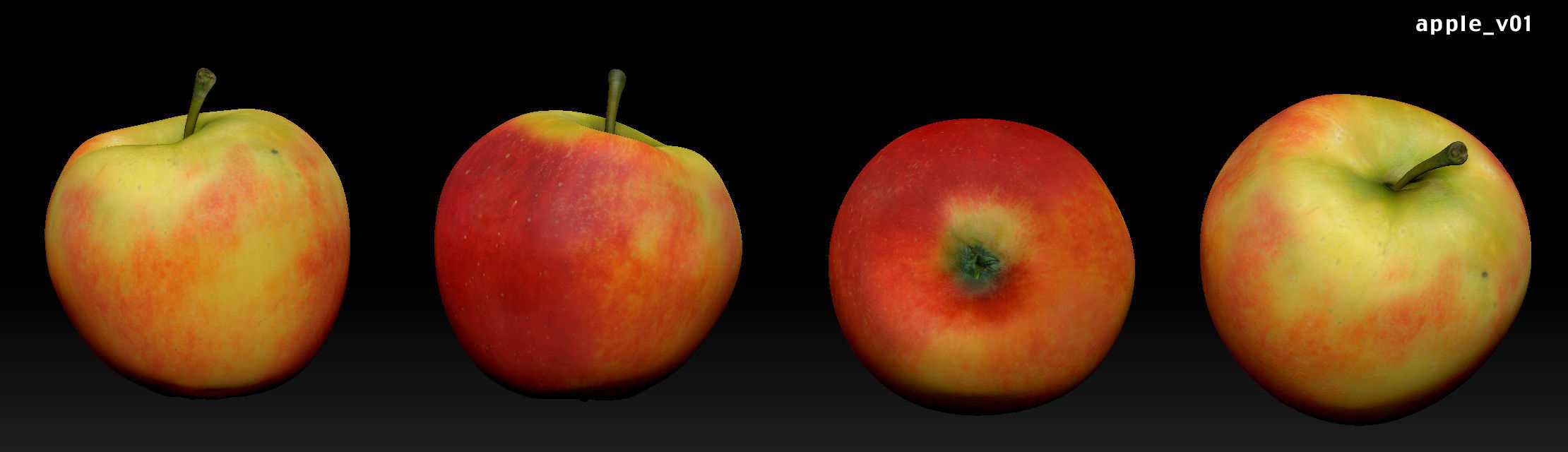 red apple 3D model_4