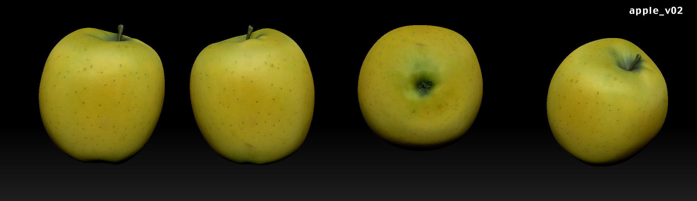 green apple 3D model_3