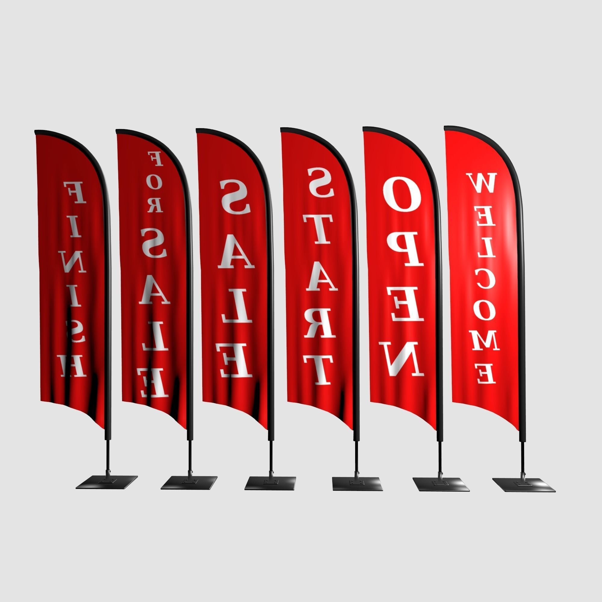 Advertising banner flag collection 3D model_3