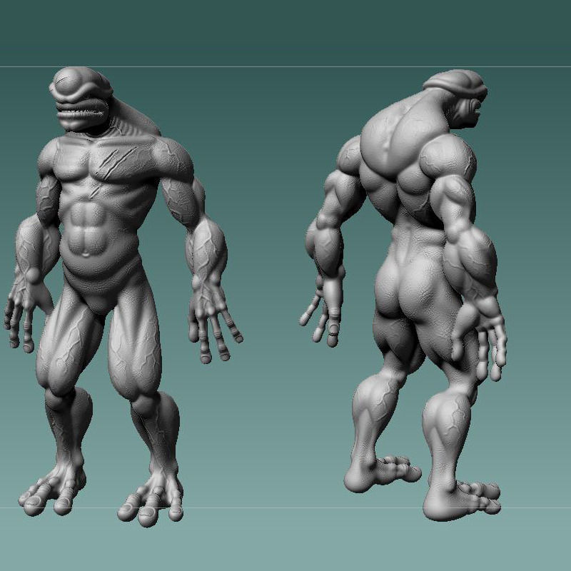 Brutal frog action figure Low-poly 3D model_9