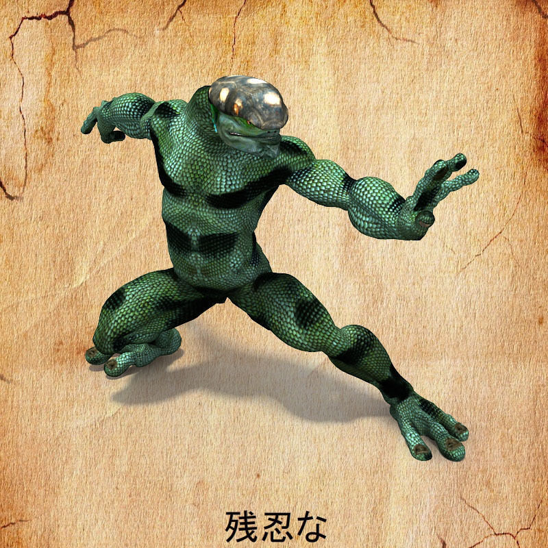 Brutal frog action figure Low-poly 3D model_1