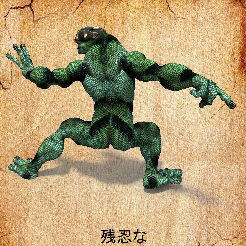 Brutal frog action figure Low-poly 3D model_6