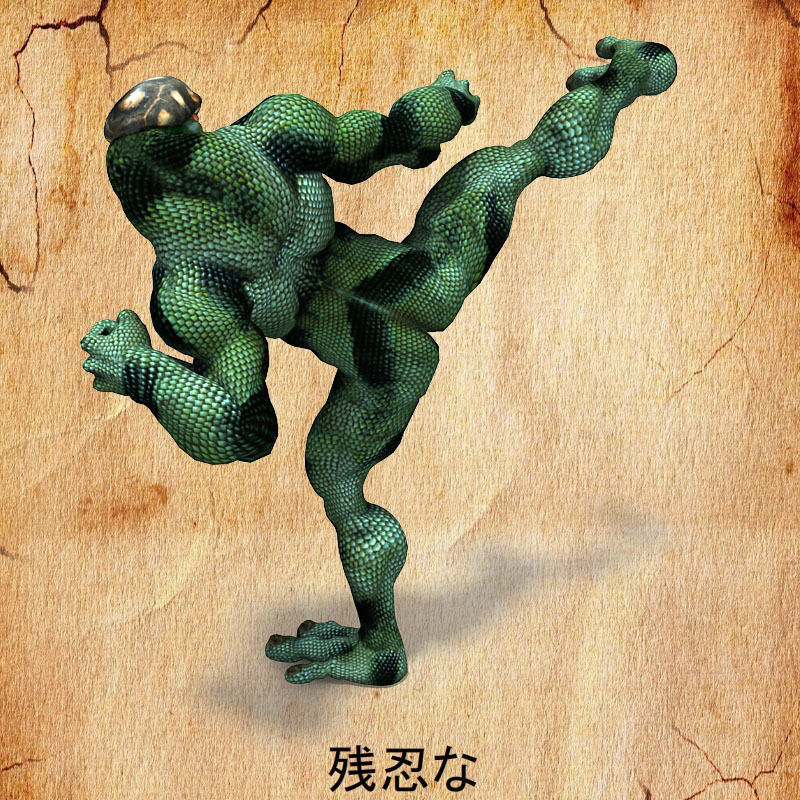 Brutal frog action figure Low-poly 3D model_8