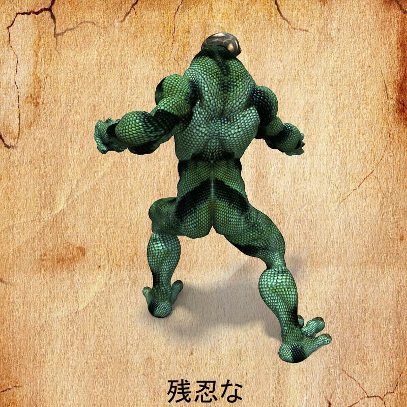 Brutal frog action figure Low-poly 3D model_4