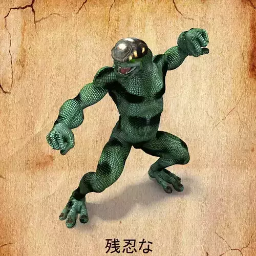 Brutal frog action figure Low-poly 3D model