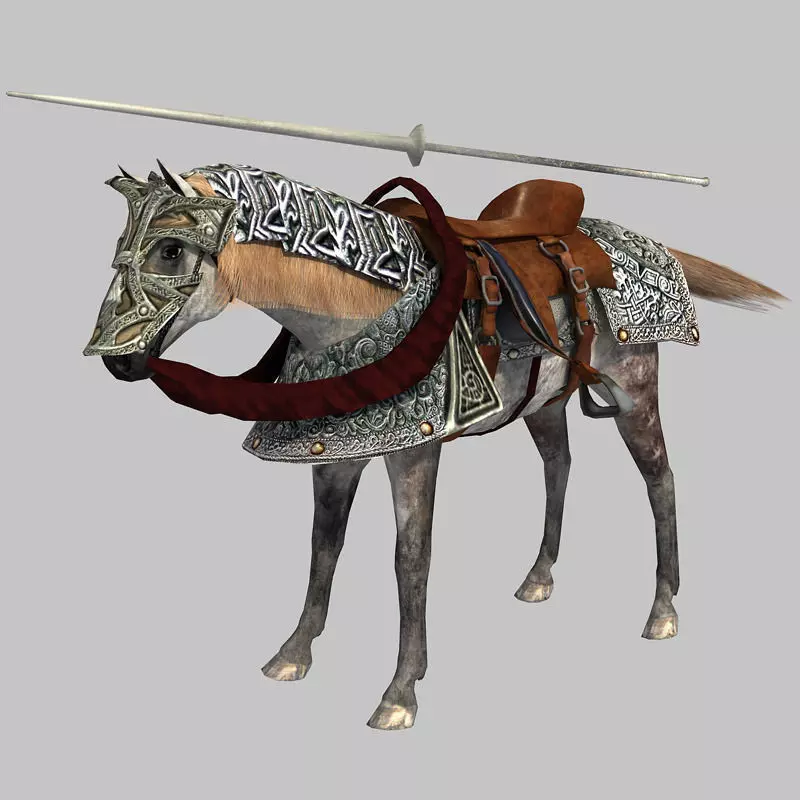 Horse knight on Low-poly 3D model