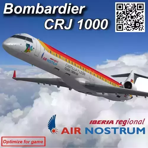Bombardier CRJ 1000 Air Nostrum Low-poly 3D model