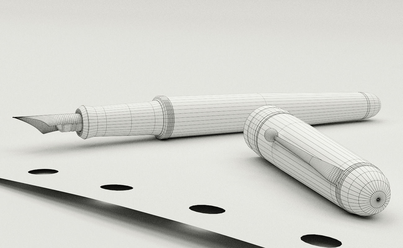 Elegant fountain pen 3D model_5