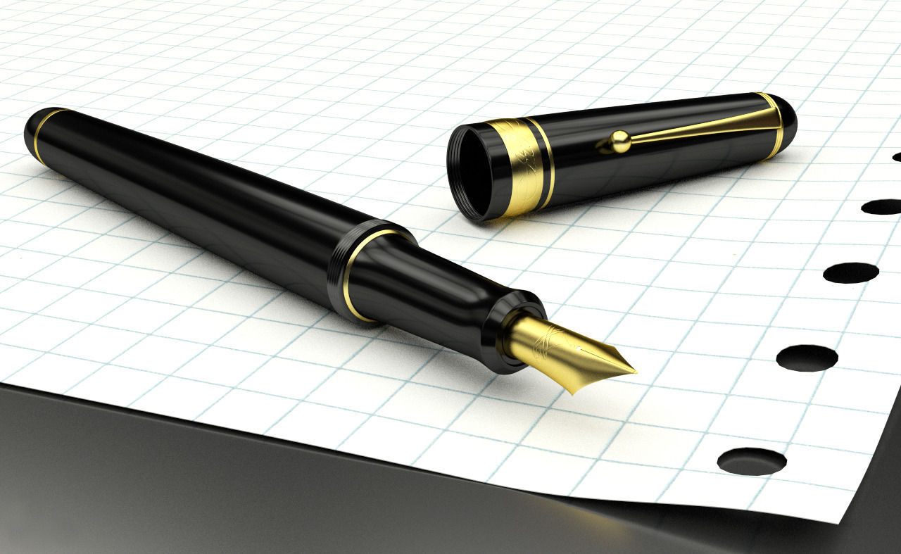 Elegant fountain pen 3D model_3