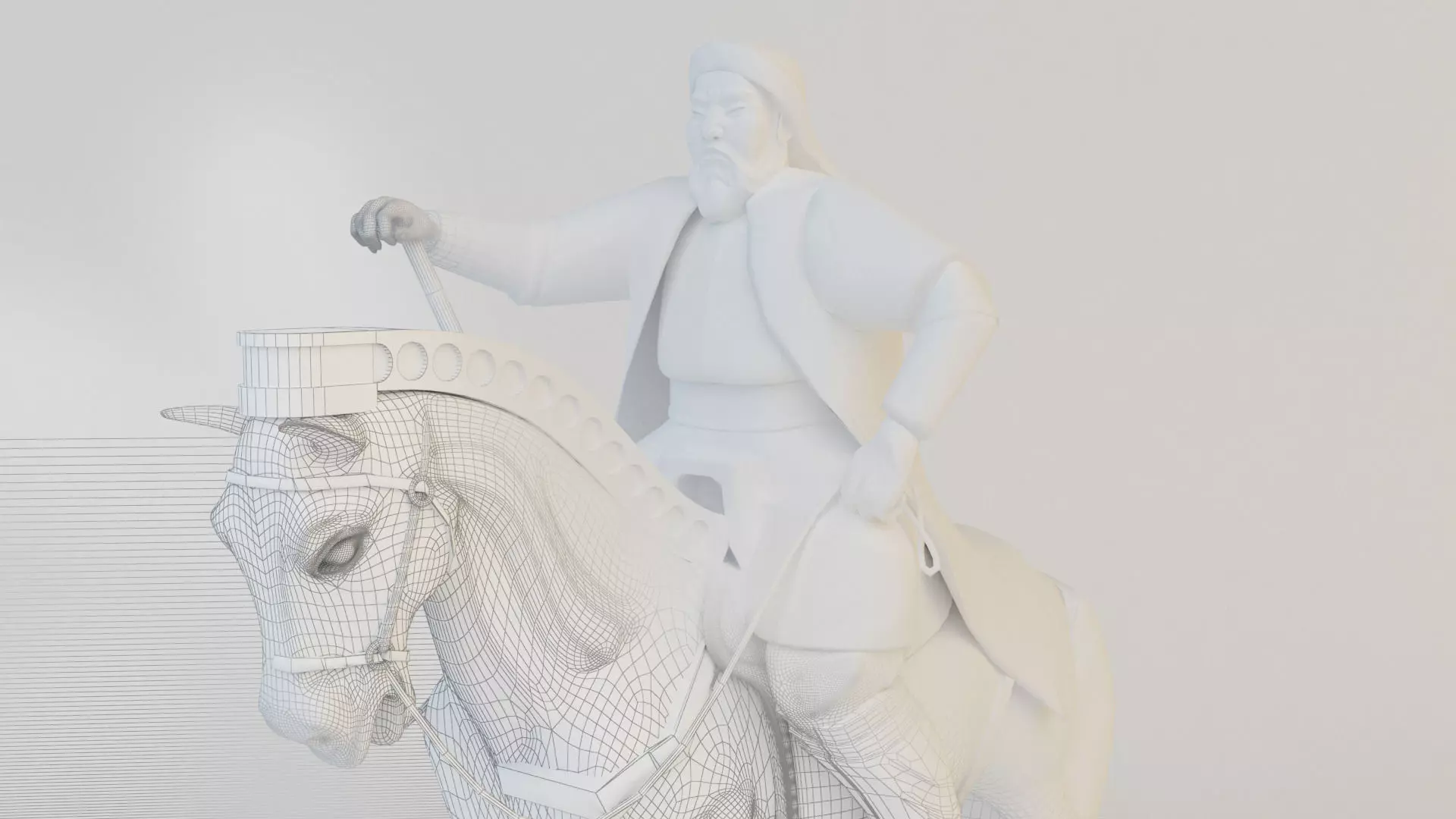 Genghis khan statue model 3D model_0