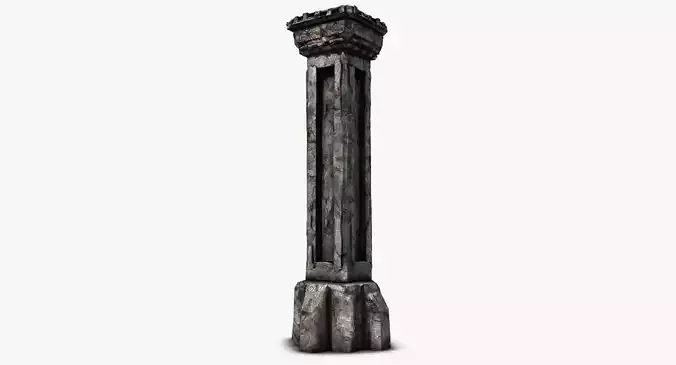 Stone column 4 Low-poly 3D model