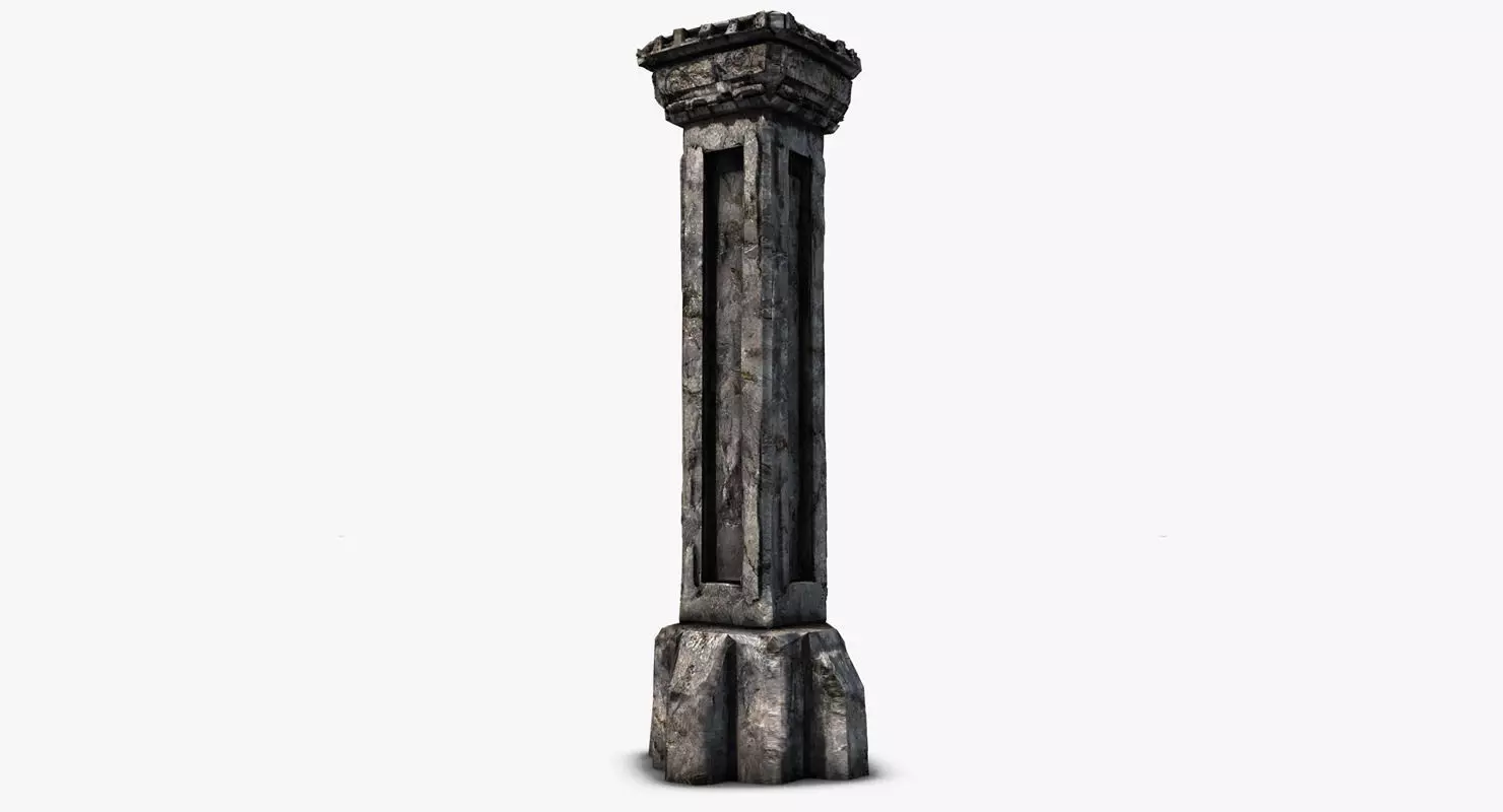 Stone column 4 Low-poly 3D model