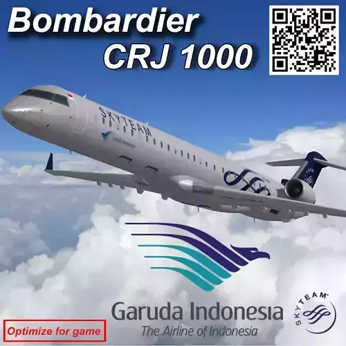 Bombardier CRJ 1000 Garuda Indonesia SkyTeam Low-poly 3D model