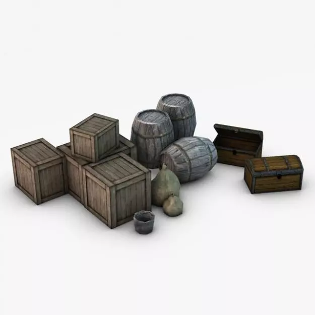 Low Poly Storage Props 3D model_0
