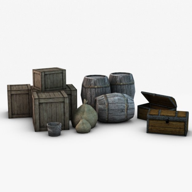 Low Poly Storage Props 3D model_1