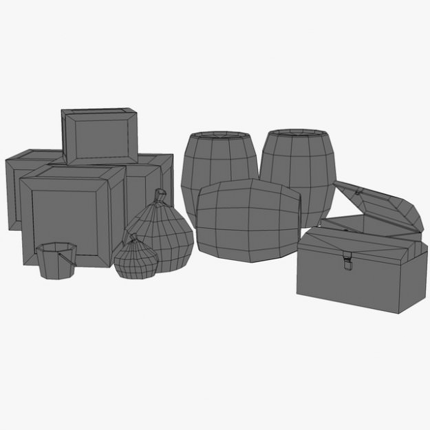 Low Poly Storage Props 3D model_4