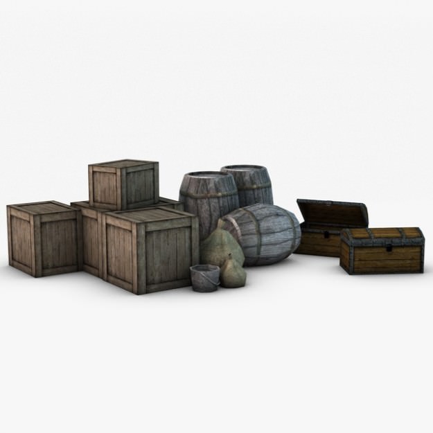 Low Poly Storage Props 3D model_2