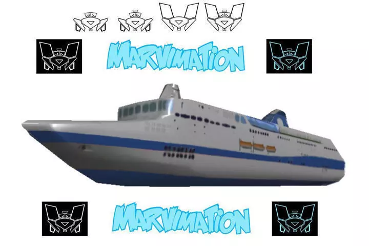 Crusie Ship Paper Cut Out Low-poly 3D model_0