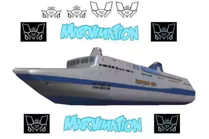 Crusie Ship Paper Cut Out Low-poly 3D model