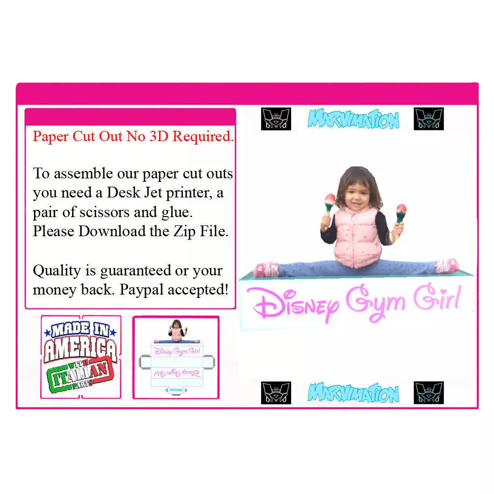 Disney Gym Girl Paper Cut Out Low-poly 3D model_0