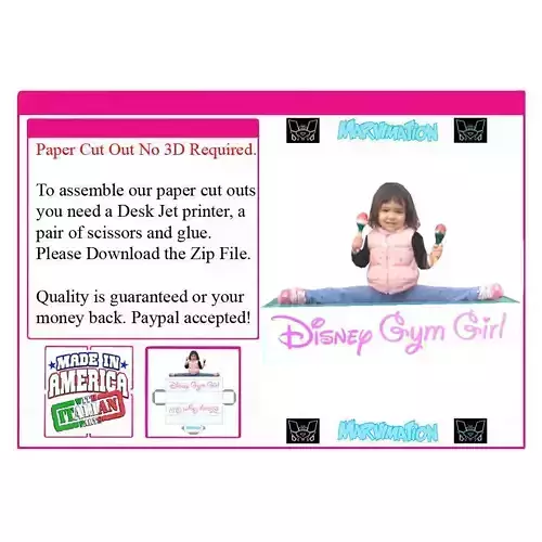 Disney Gym Girl Paper Cut Out Low-poly 3D model