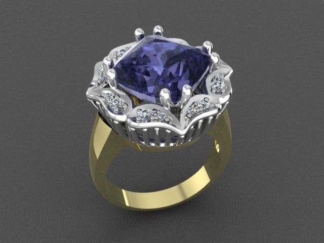 Ring With Both Diamonds And Other Stones 3D print model_1