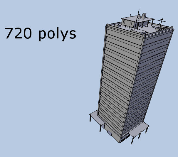 low poly skyscraper tall building Low-poly 3D model_4
