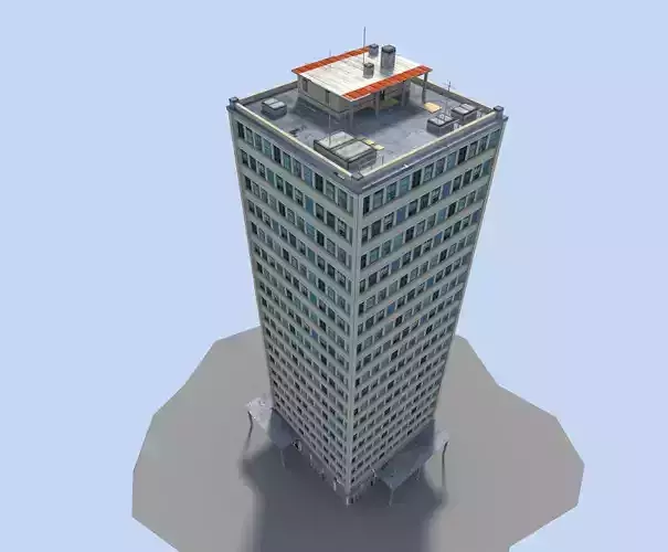 low poly skyscraper tall building Low-poly 3D model