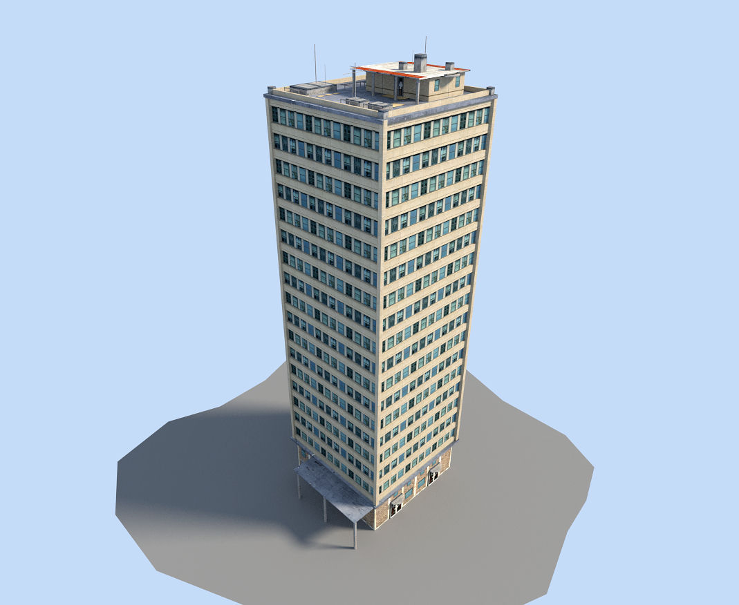 low poly skyscraper tall building Low-poly 3D model_2