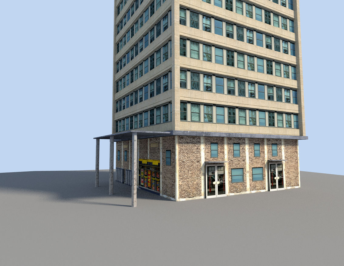 low poly skyscraper tall building Low-poly 3D model_5