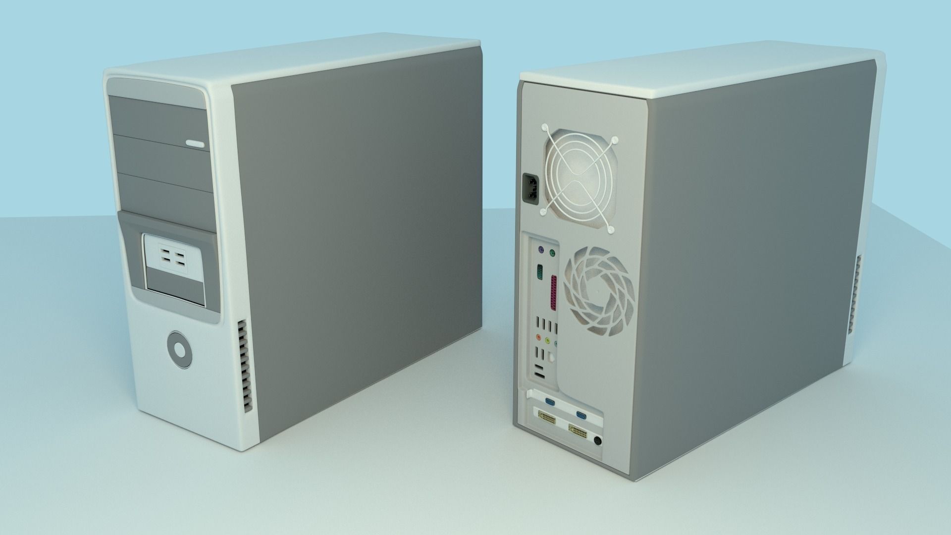 Computer desktop - desktop Low-poly 3D model