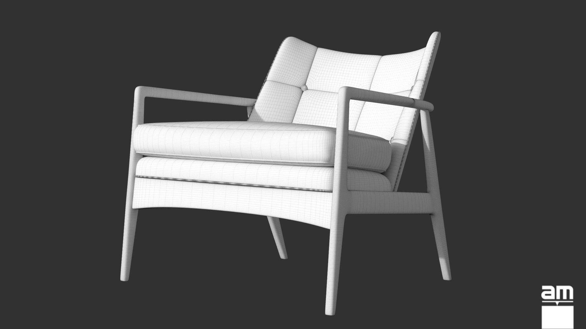 Milo Baughman Thayer Coggin Armchair 3D model_3