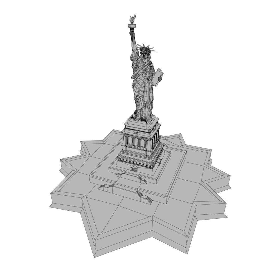Low Poly PBR statue of liberty Low-poly 3D model_20