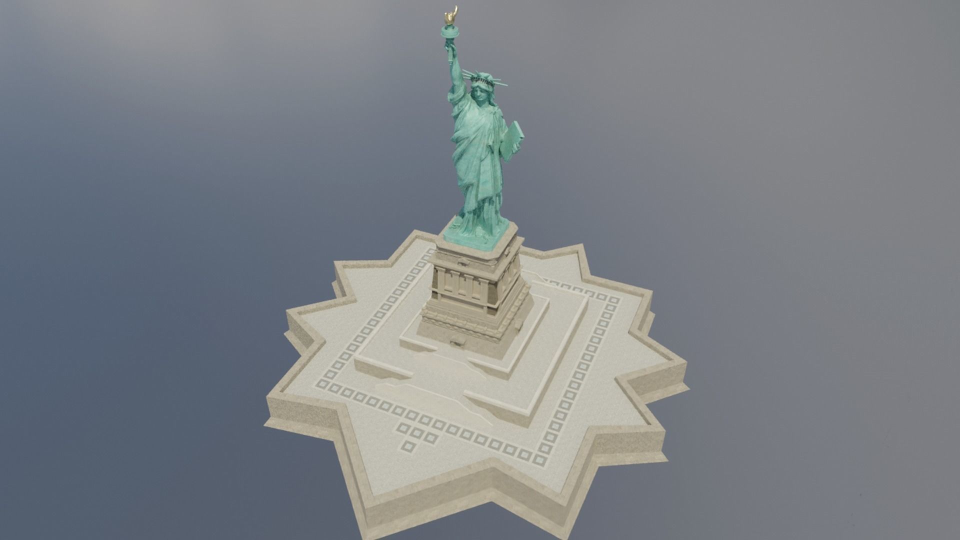 Low Poly PBR statue of liberty Low-poly 3D model_5