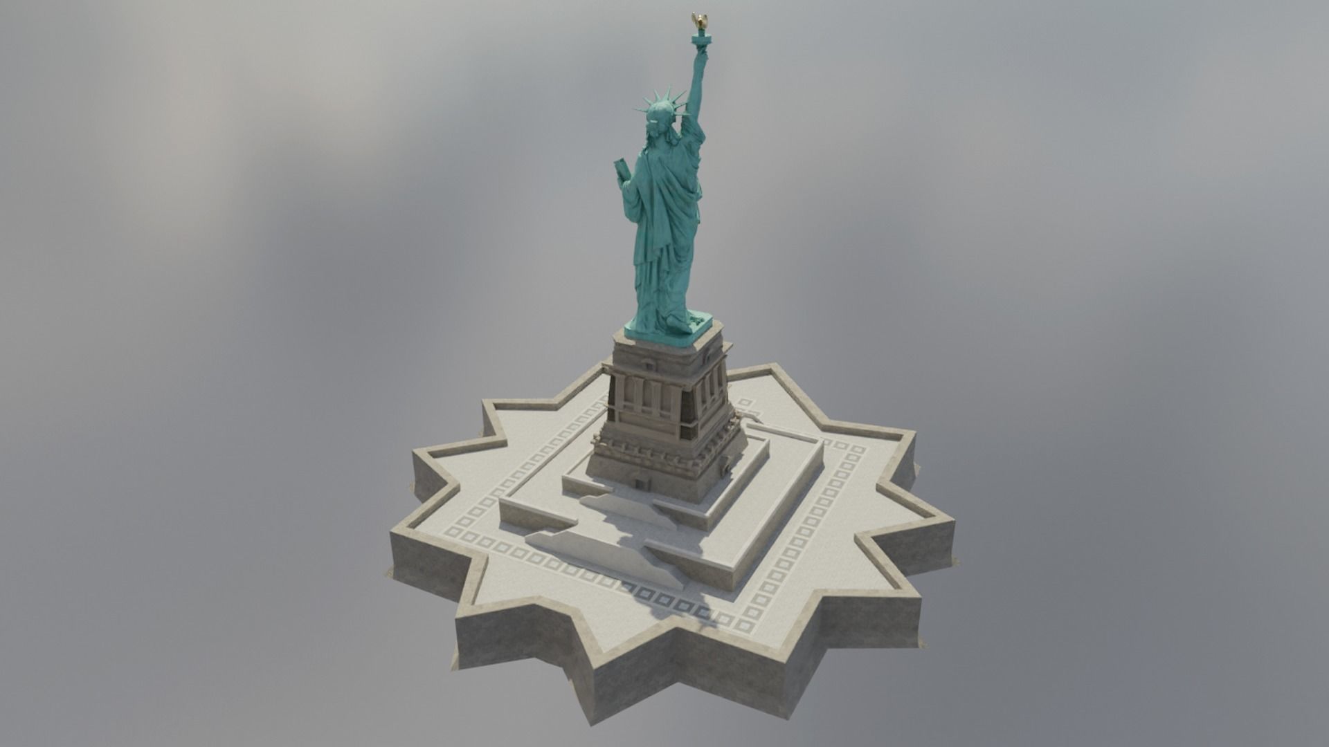 Low Poly PBR statue of liberty Low-poly 3D model_7