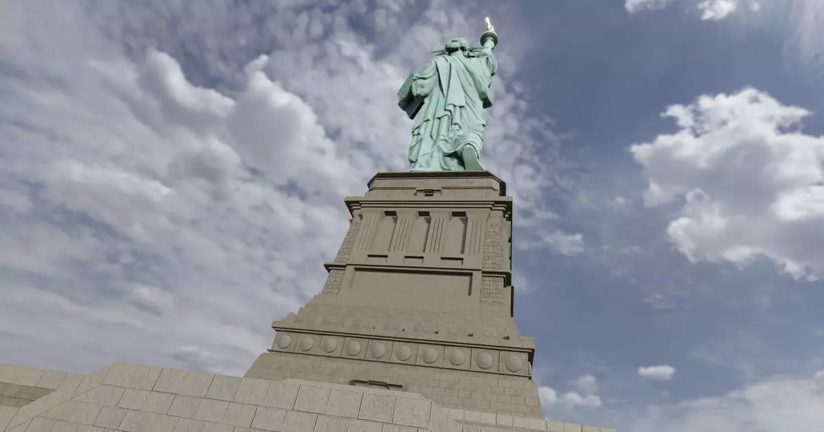Low Poly PBR statue of liberty Low-poly 3D model_18