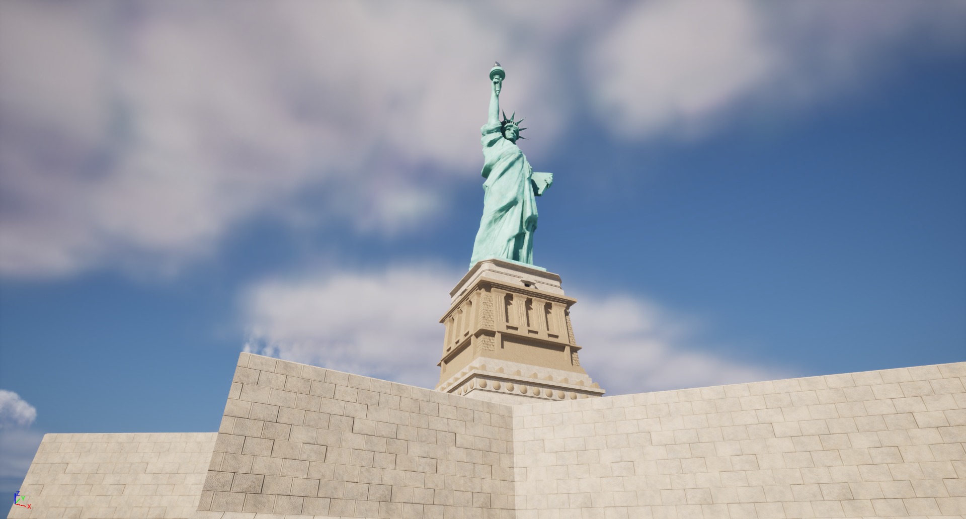 Low Poly PBR statue of liberty Low-poly 3D model_12