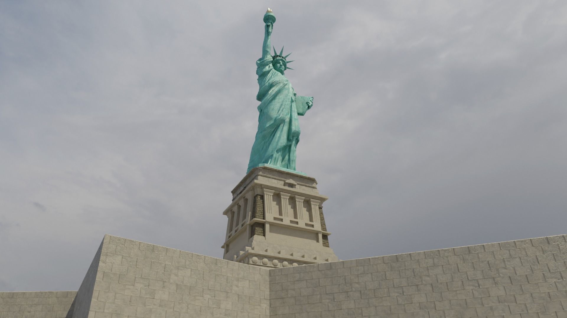 Low Poly PBR statue of liberty Low-poly 3D model_2