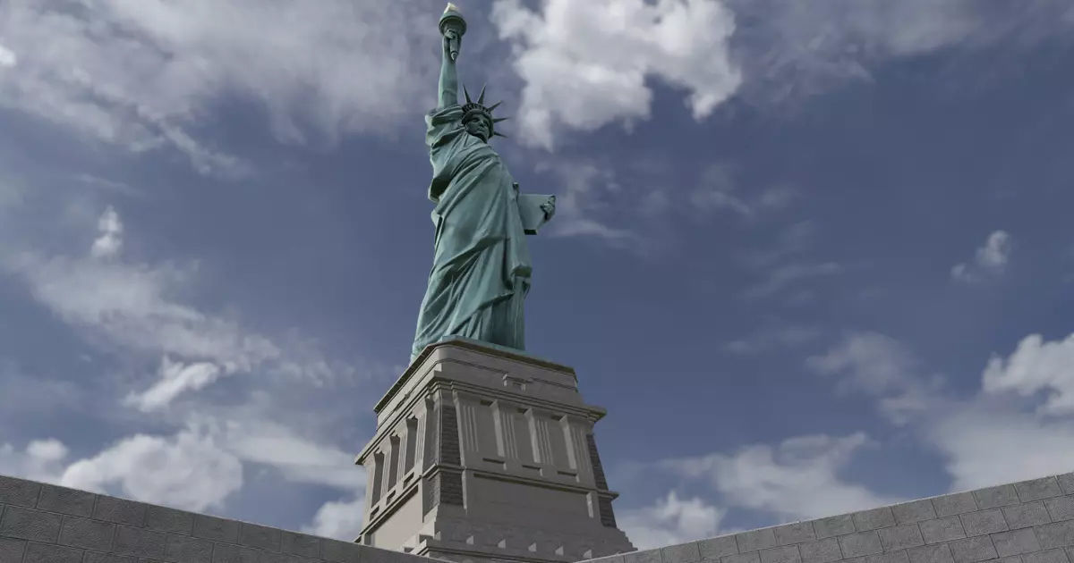 Low Poly PBR statue of liberty Low-poly 3D model_14
