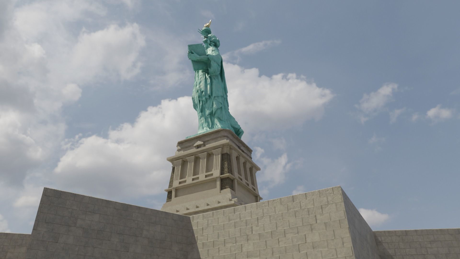 Low Poly PBR statue of liberty Low-poly 3D model_4