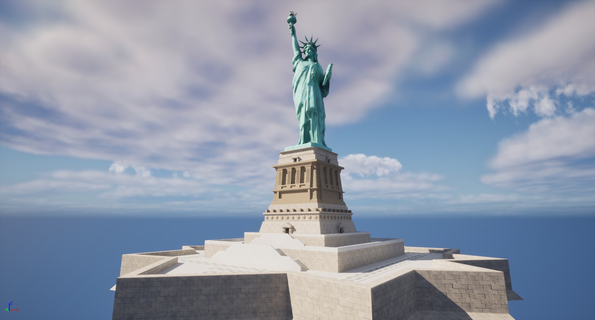 Low Poly PBR statue of liberty Low-poly 3D model_8