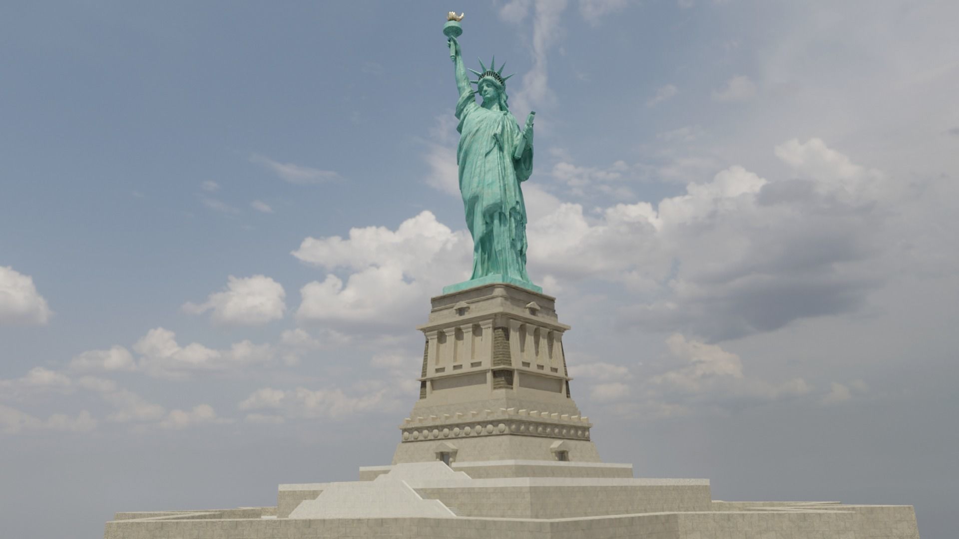 Low Poly PBR statue of liberty Low-poly 3D model_1