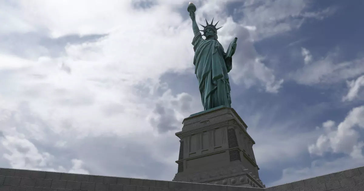 Low Poly PBR statue of liberty Low-poly 3D model_16