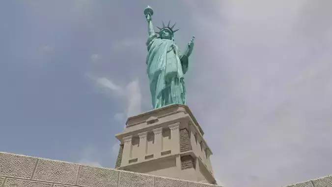 Low Poly PBR statue of liberty Low-poly 3D model