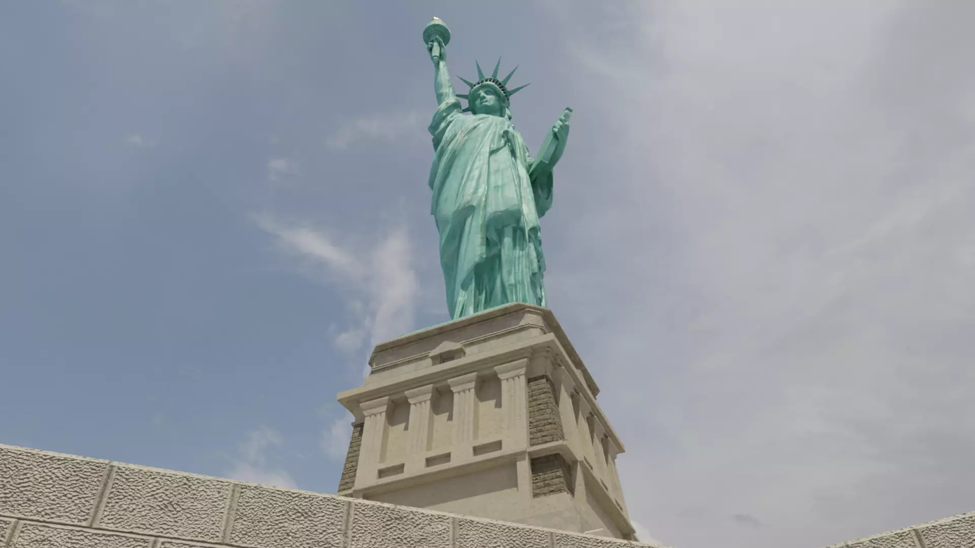 Low Poly PBR statue of liberty Low-poly 3D model_0