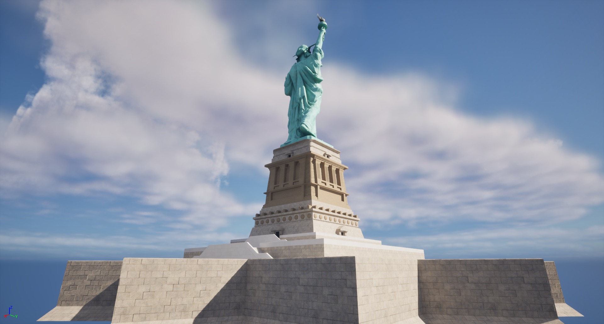 Low Poly PBR statue of liberty Low-poly 3D model_11