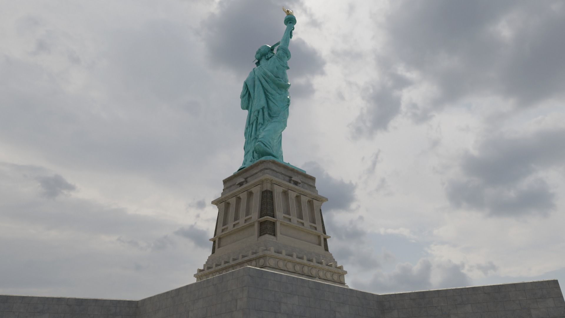 Low Poly PBR statue of liberty Low-poly 3D model_3