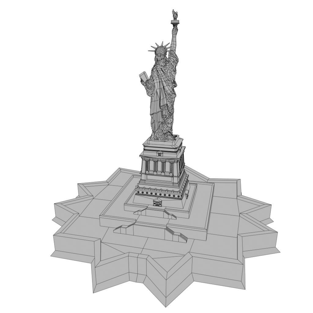 Low Poly PBR statue of liberty Low-poly 3D model_21