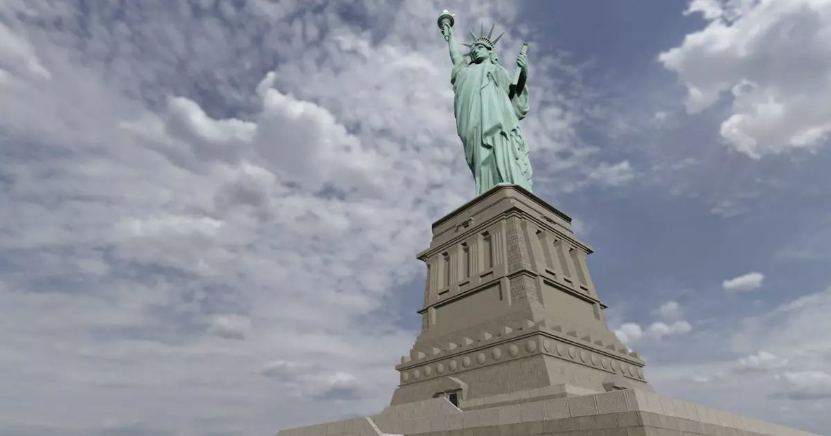 Low Poly PBR statue of liberty Low-poly 3D model_19